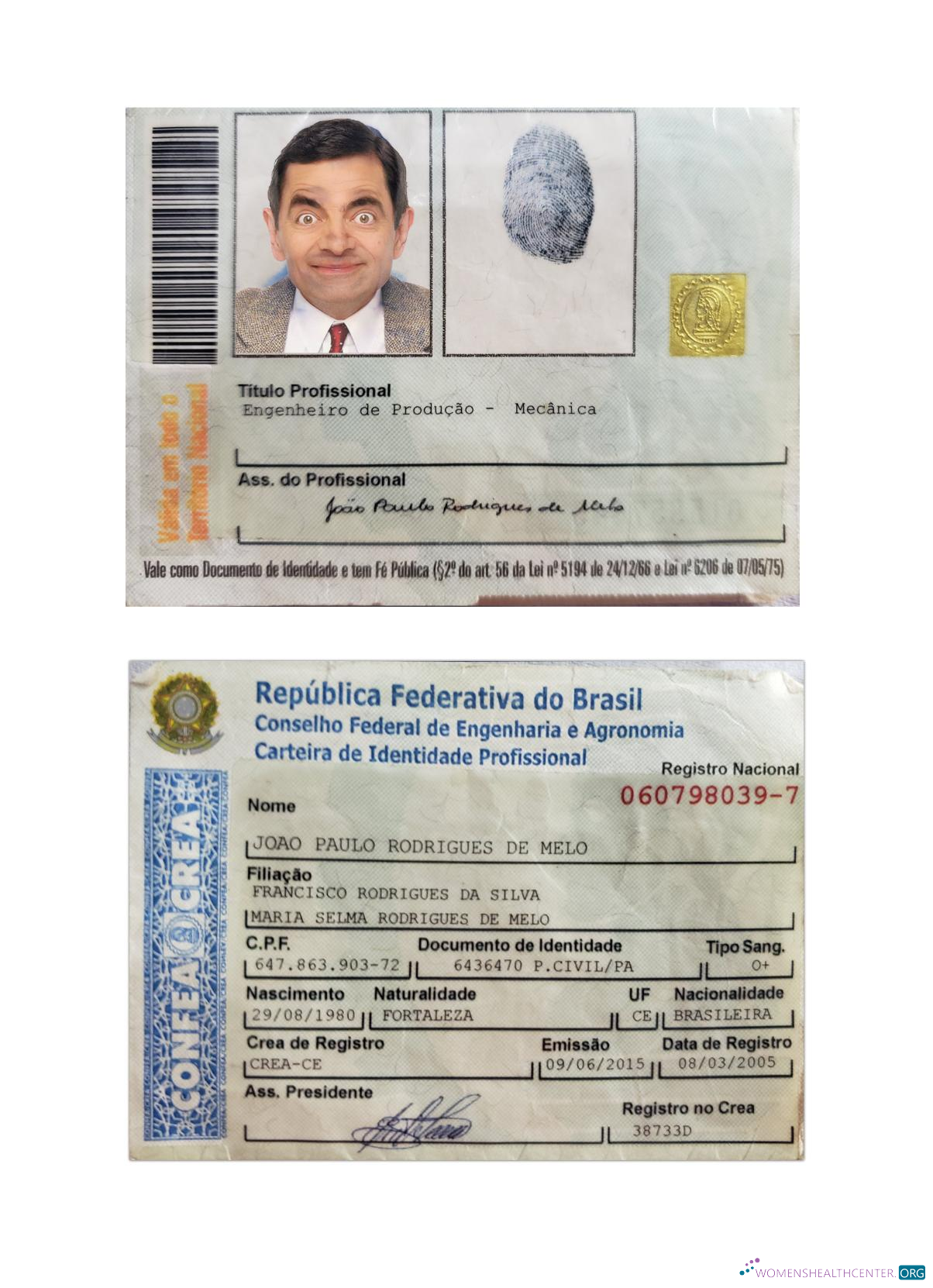 Download Brazil professional identity card Photoshop template